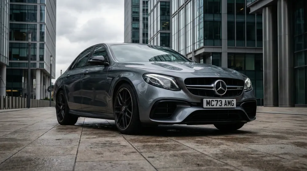 Grey Mercedes-AMG E63 S for chauffeur car hire in Milton Keynes